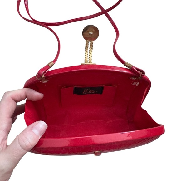 Red Faux Croc Clutch with Shoulder Strap Purse Vintage Y2K - Picture 8 of 11